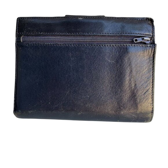 Nordstrom Vintage Womens Navy Leather Card Slots Fold Change Snap Close Wallet - Picture 8 of 10